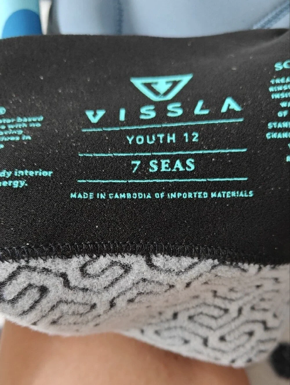 VISSLA Light Gray & Blue Kids Full Coverage 3/2 Wetsuit